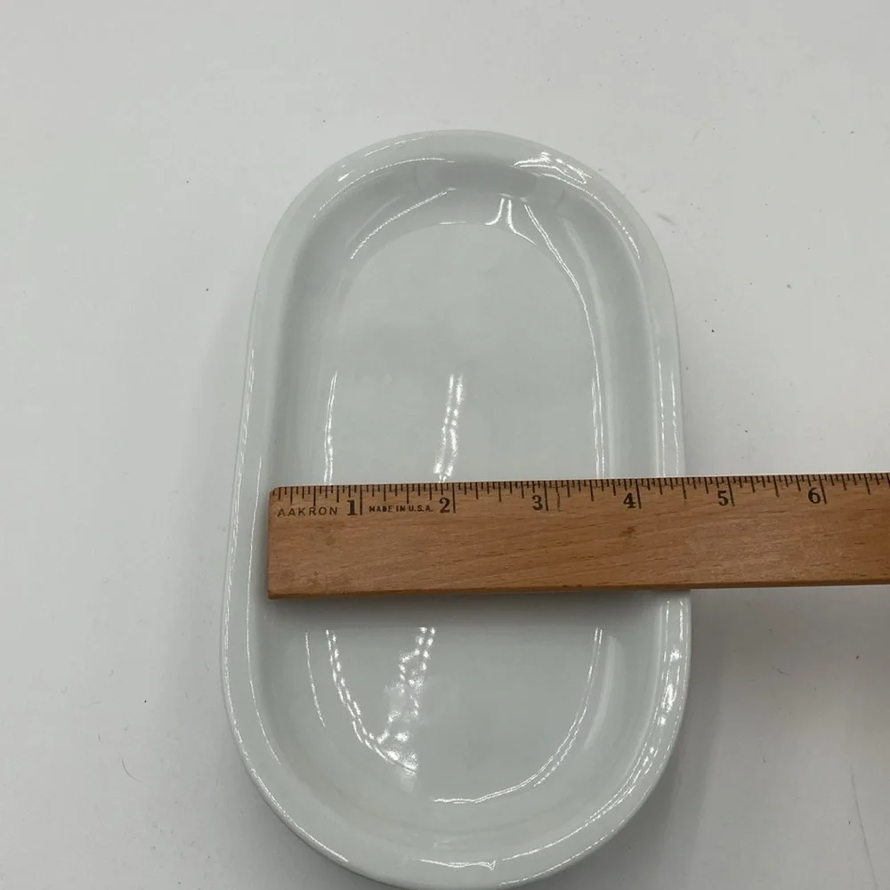 Crate & Barrel Stadium Oval White Ware Ceramic Plates